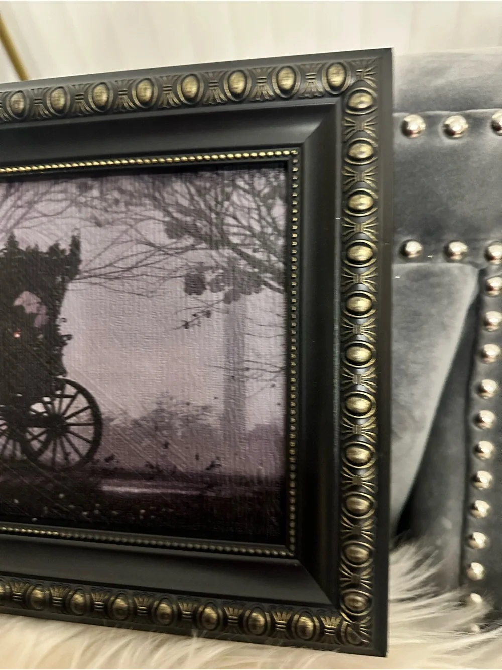Black Framed Horse and Carriage Wall Art - Unbranded